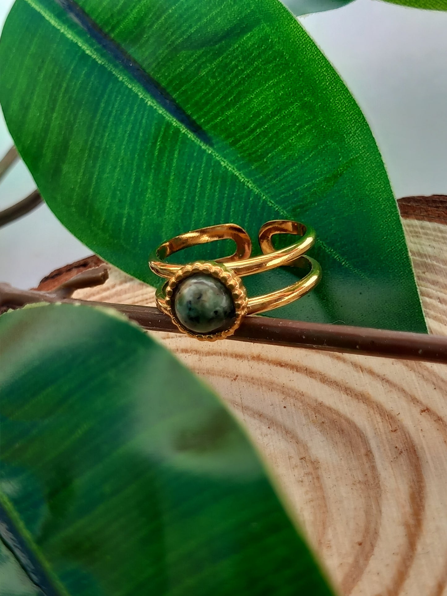 Anillo mármol verde