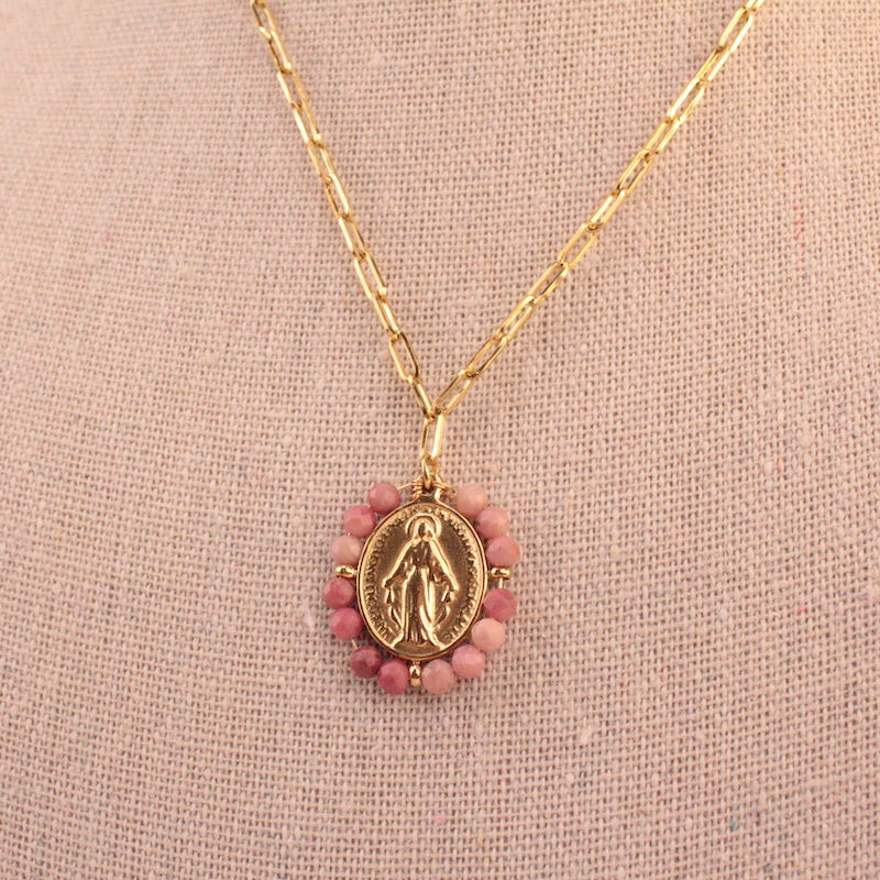 Collar la Milagrosa rosa