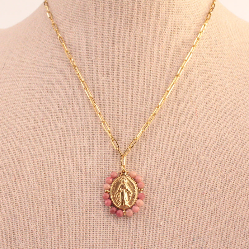 Collar la Milagrosa rosa